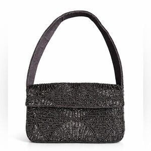 Sold Out Anthropologie Black Beaded Art Deco Evening Bag Gatsby Cocktail Purse